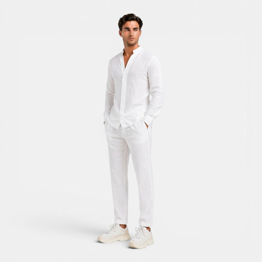 Ensemble en Lin Décontracté Homme Été Chemise Short