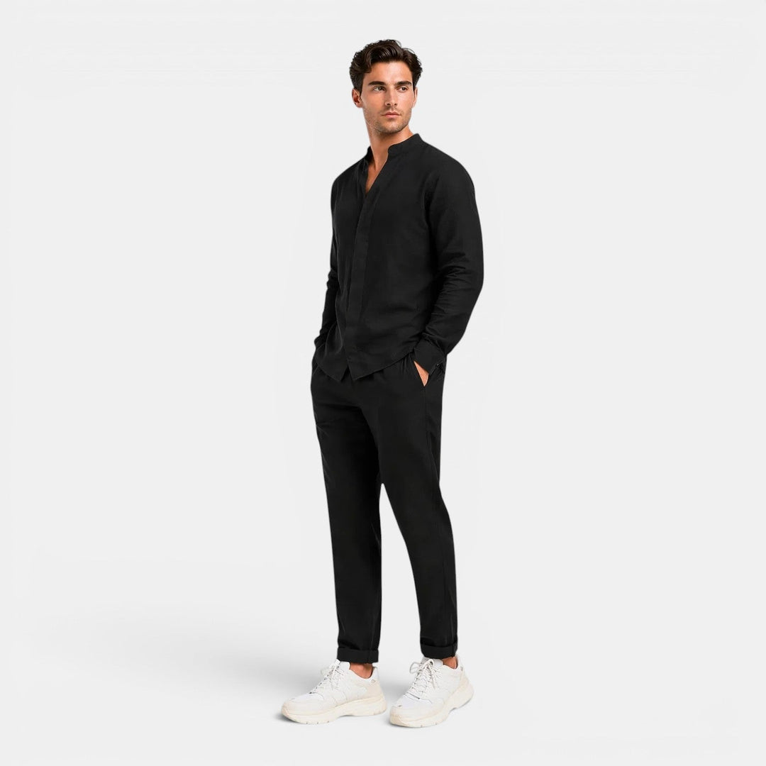 Ensemble en Lin Décontracté Homme Été Chemise Short