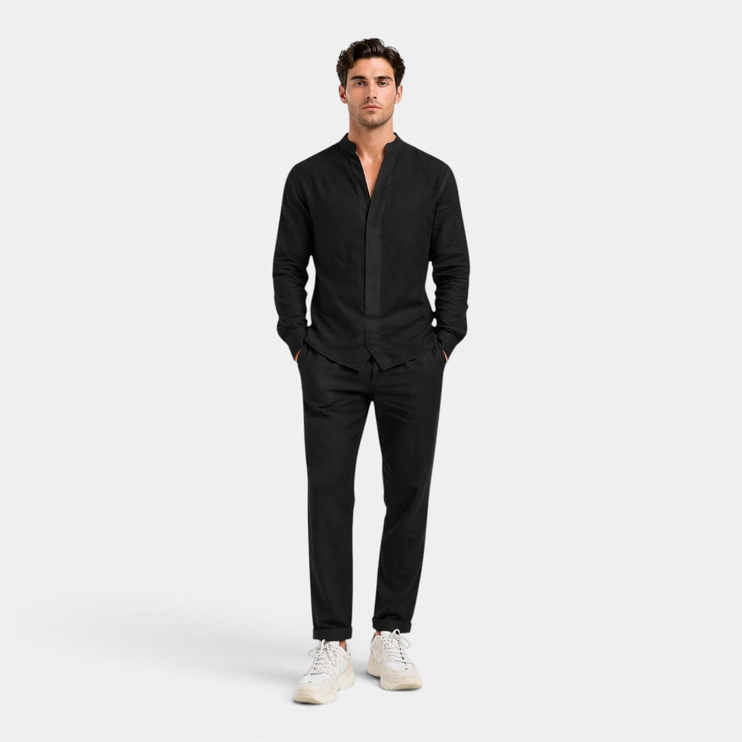 Ensemble en Lin Décontracté Homme Été Chemise Short
