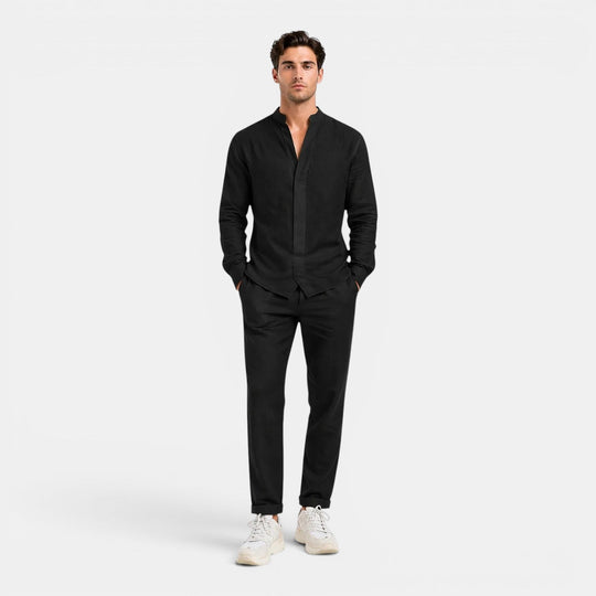 Ensemble en Lin Décontracté Homme Été Chemise Short
