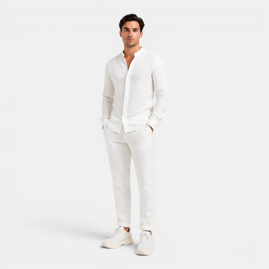 Ensemble en Lin Décontracté Homme Été Chemise Short