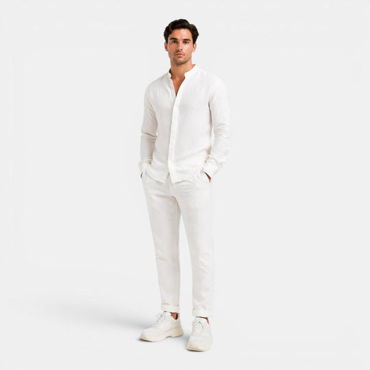 Ensemble en Lin Décontracté Homme Été Chemise Short