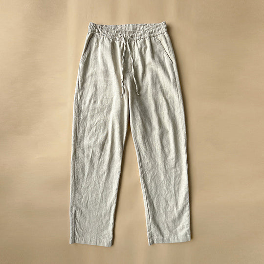 Pantalon en Lin Décontracté Homme Cordon Été Plage