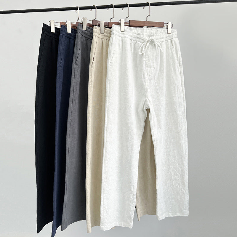 Pantalon en Lin Décontracté Homme Cordon Été Plage