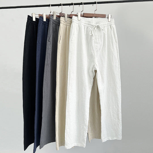 Pantalon en Lin Décontracté Homme Cordon Été Plage