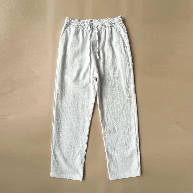 Pantalon en Lin Décontracté Homme Cordon Été Plage