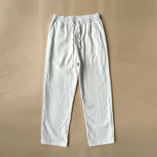 Pantalon en Lin Décontracté Homme Cordon Été Plage