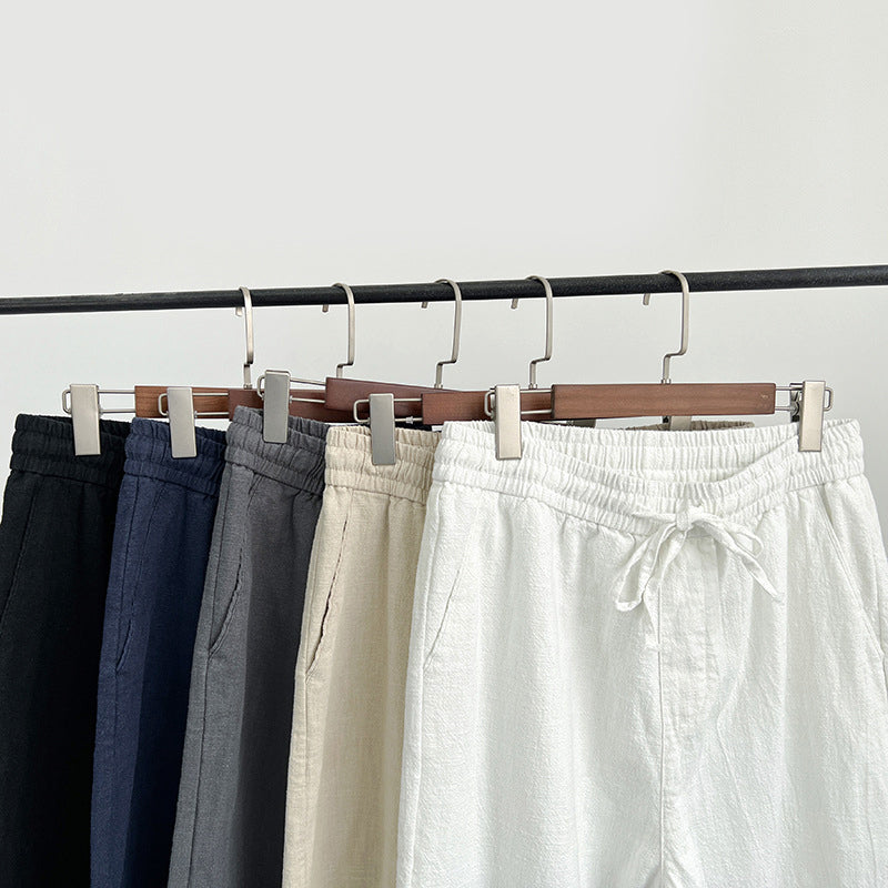 Pantalon en Lin Décontracté Homme Cordon Été Plage