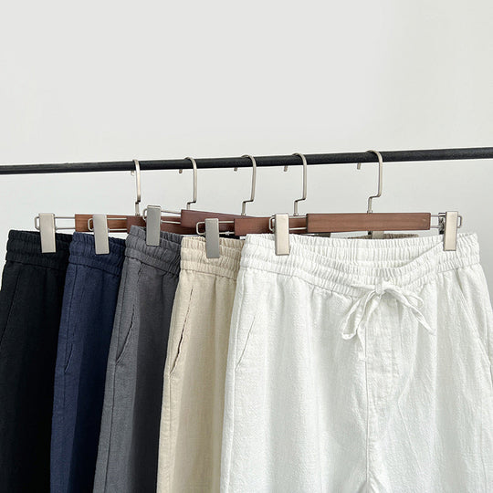 Pantalon en Lin Décontracté Homme Cordon Été Plage