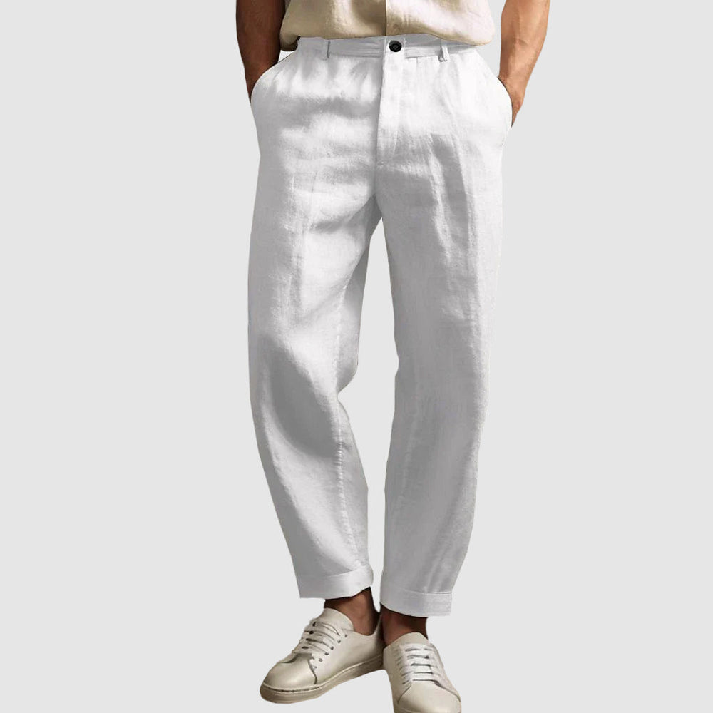 Pantalon en Lin Droit Homme Été Respirant Élégant
