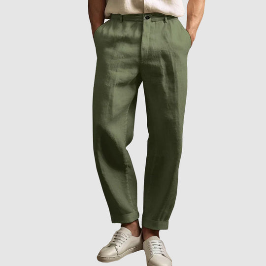 Pantalon en Lin Droit Homme Été Respirant Élégant