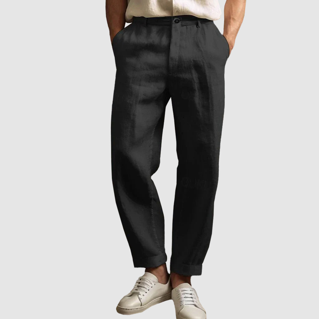 Pantalon en Lin Droit Homme Été Respirant Élégant