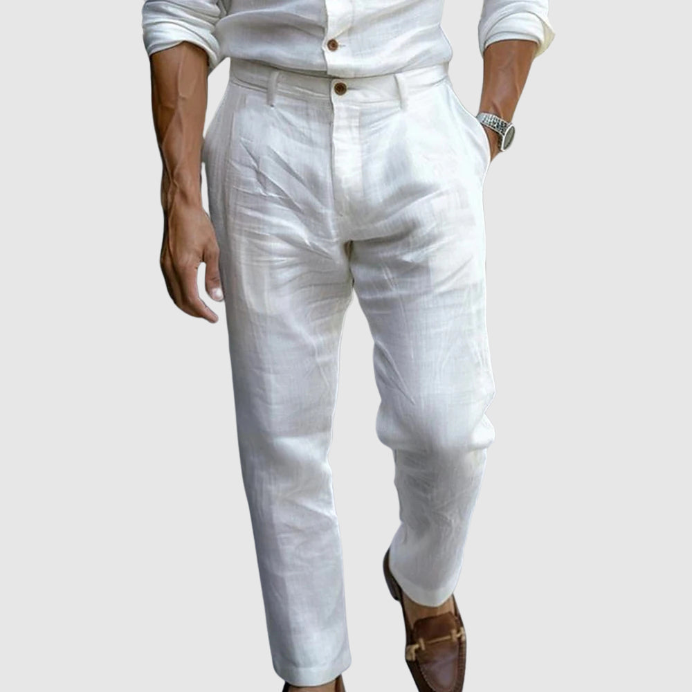 Pantalon en Lin Homme Été Coton Élégant Costume