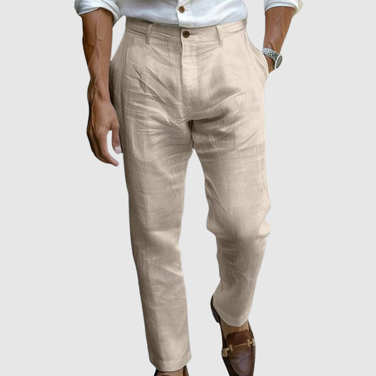 Pantalon en Lin Homme Été Coton Élégant Costume