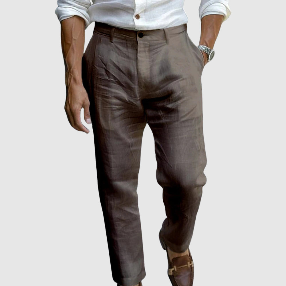 Pantalon en Lin Homme Été Coton Élégant Costume