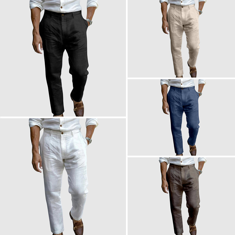 Pantalon en Lin Homme Été Coton Élégant Costume