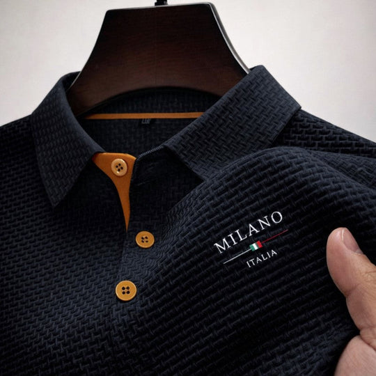 Polo Texturé Homme Boutonné Été Manches Courtes
