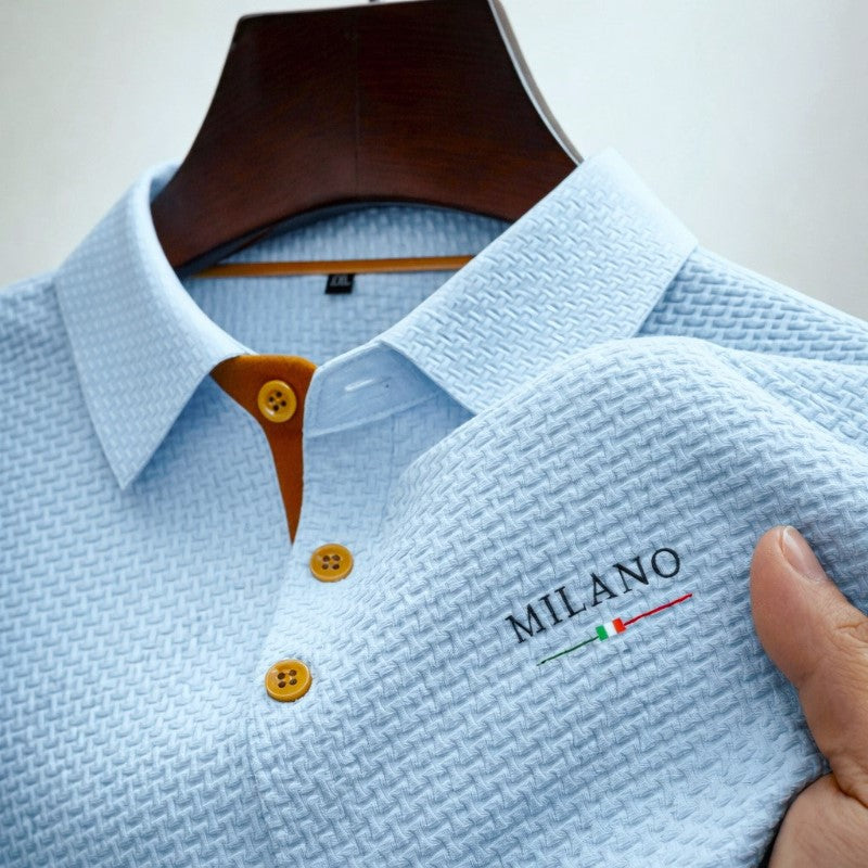 Polo Texturé Homme Boutonné Été Manches Courtes