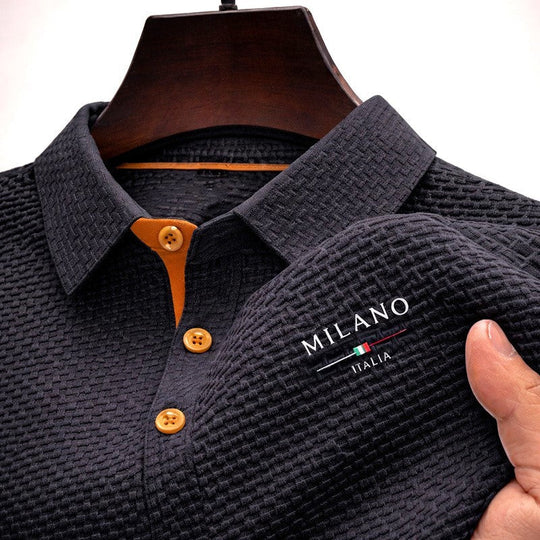 Polo Texturé Homme Boutonné Été Manches Courtes