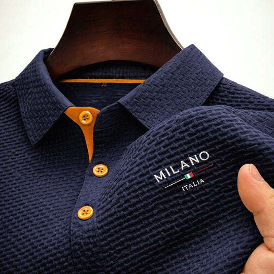 Polo Texturé Homme Boutonné Été Manches Courtes