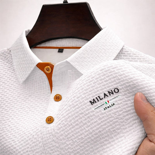 Polo Texturé Homme Boutonné Été Manches Courtes