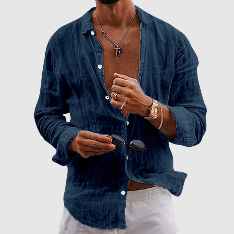 Chemise en Lin Légère Homme Été Boutonnée Button-Down