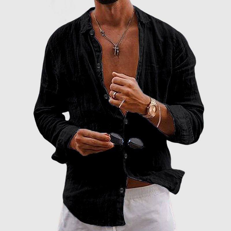 Chemise en Lin Légère Homme Été Boutonnée Button-Down