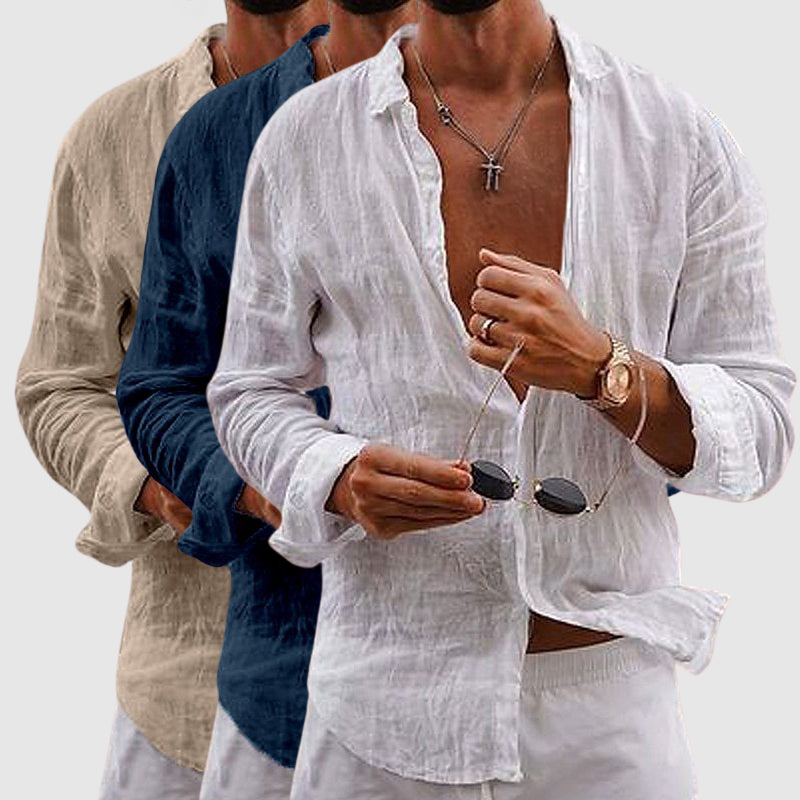 Chemise en Lin Légère Homme Été Boutonnée Button-Down