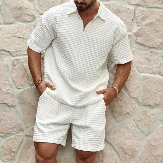 Ensemble Polo et Short Homme Demi-Zip Sport Été