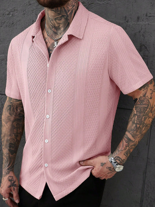 Chemise Jacquard Homme Manches Courtes Texturée