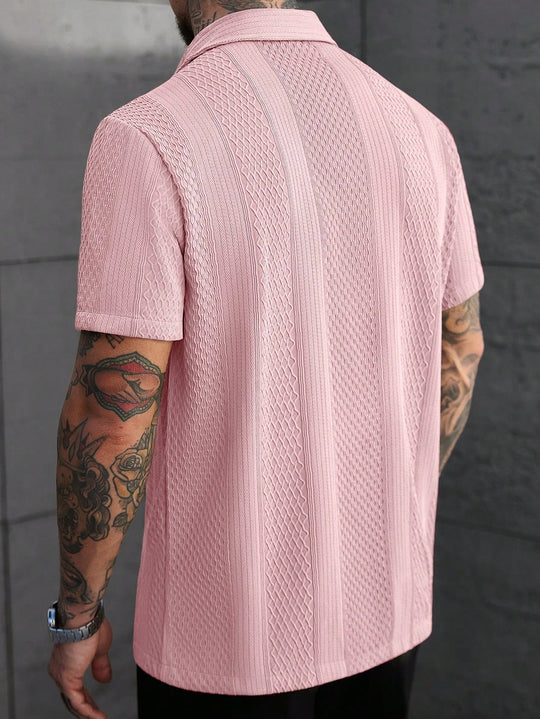 Chemise Jacquard Homme Manches Courtes Texturée