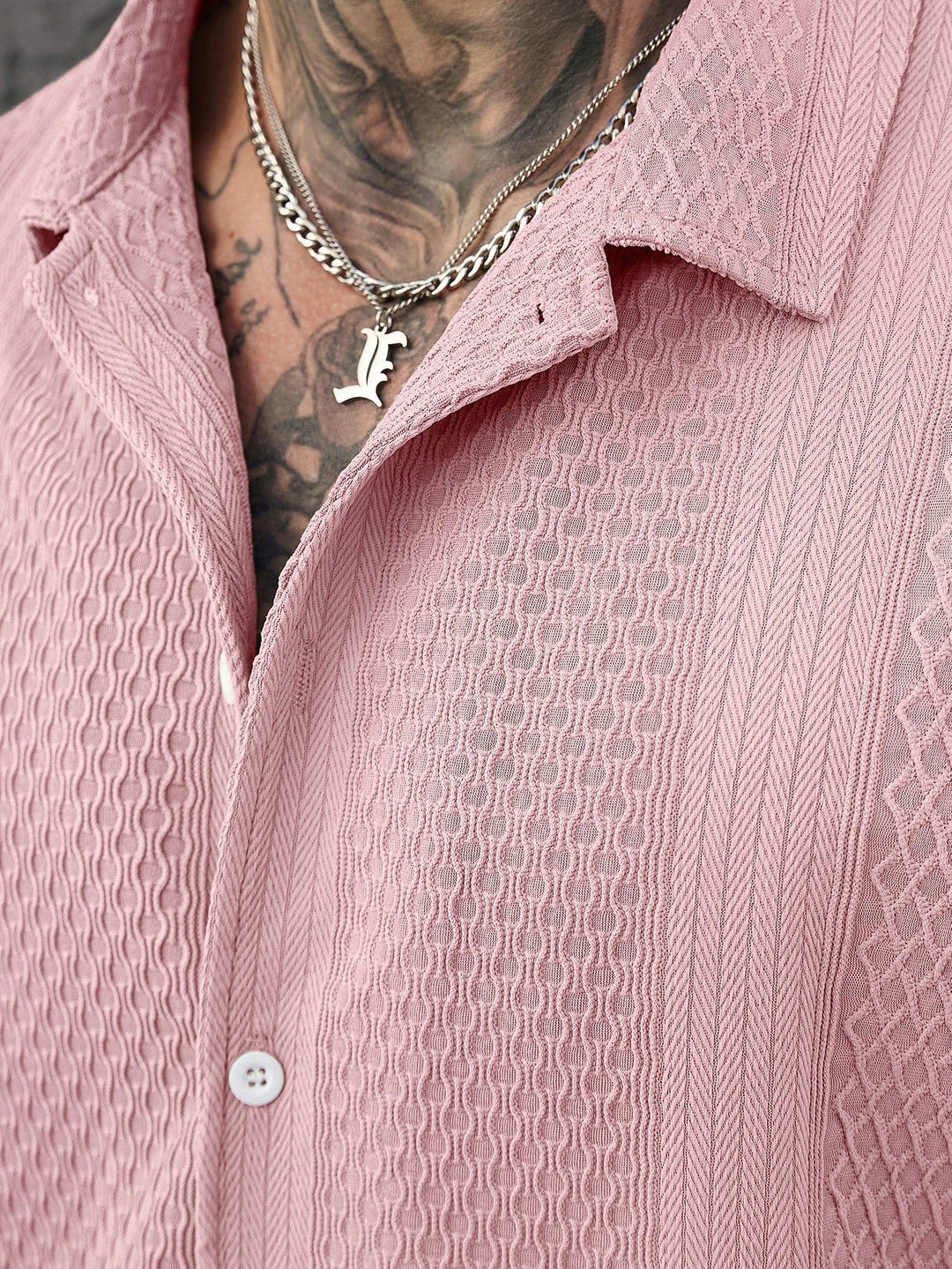 Chemise Jacquard Homme Manches Courtes Texturée