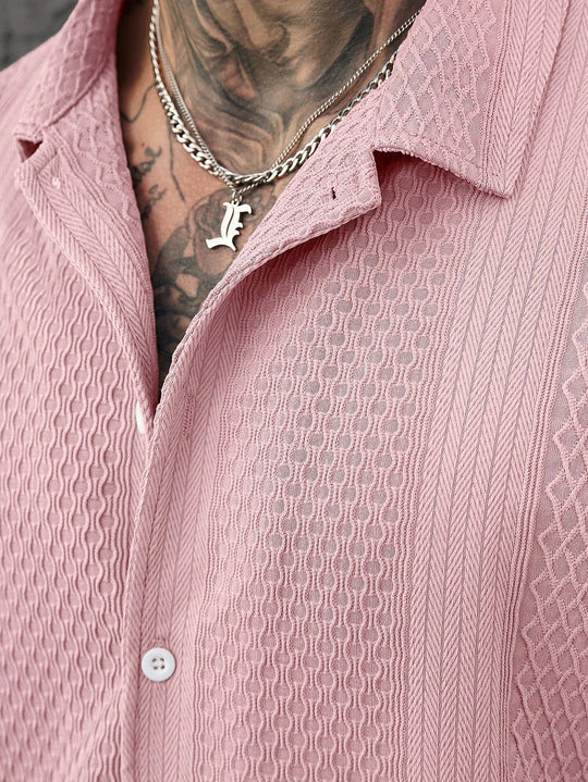 Chemise Jacquard Homme Manches Courtes Texturée