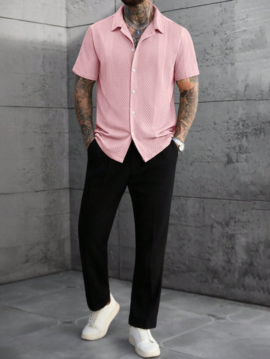 Chemise Jacquard Homme Manches Courtes Texturée