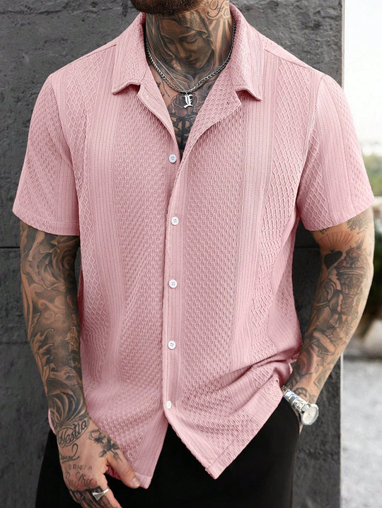 Chemise Jacquard Homme Manches Courtes Texturée