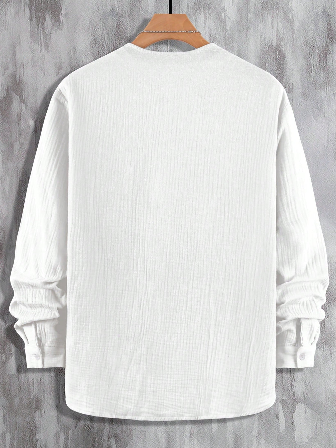 Chemise en Coton Boutonnée Homme Manches Longues Unie