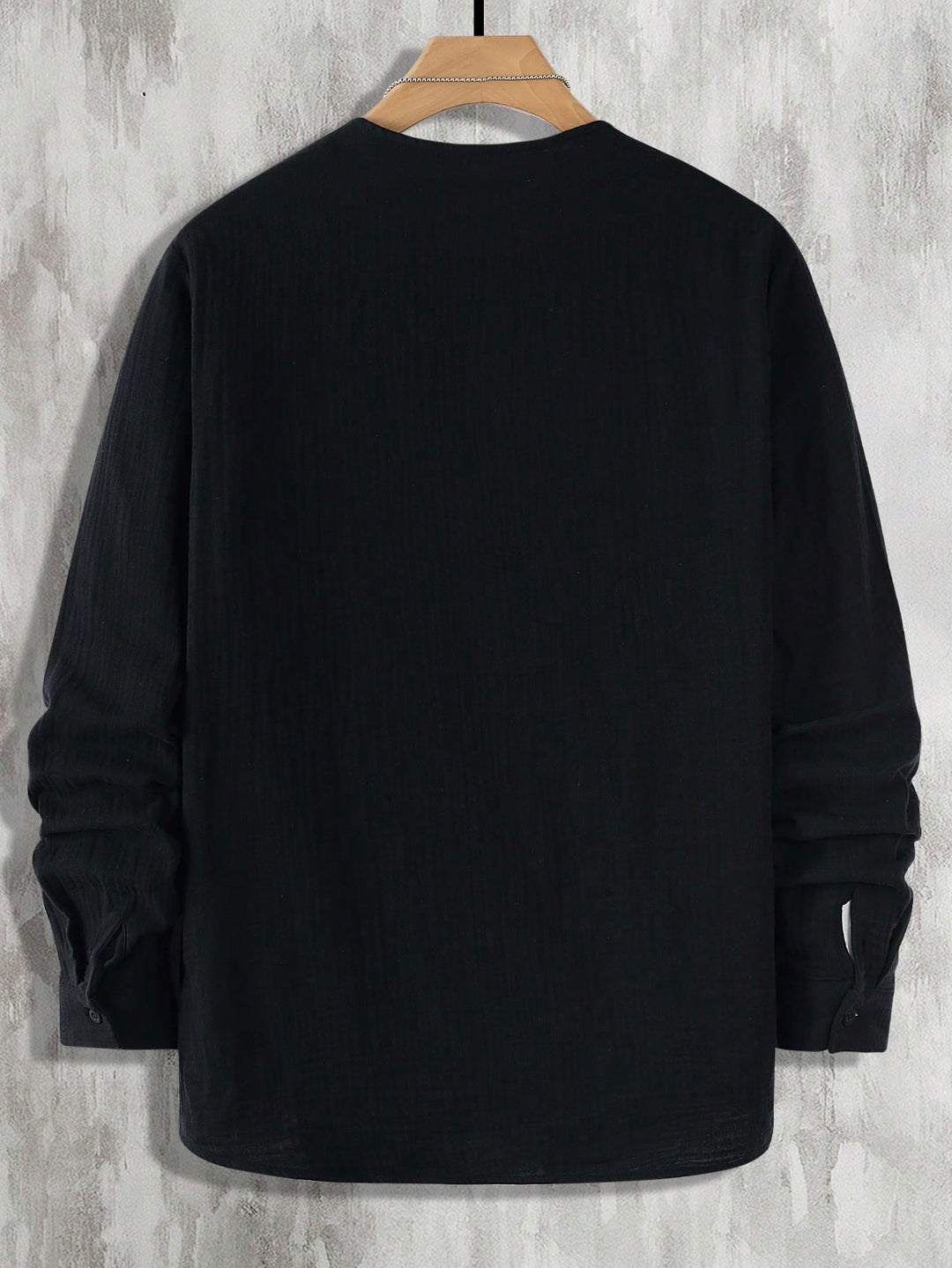 Chemise en Coton Boutonnée Homme Manches Longues Unie