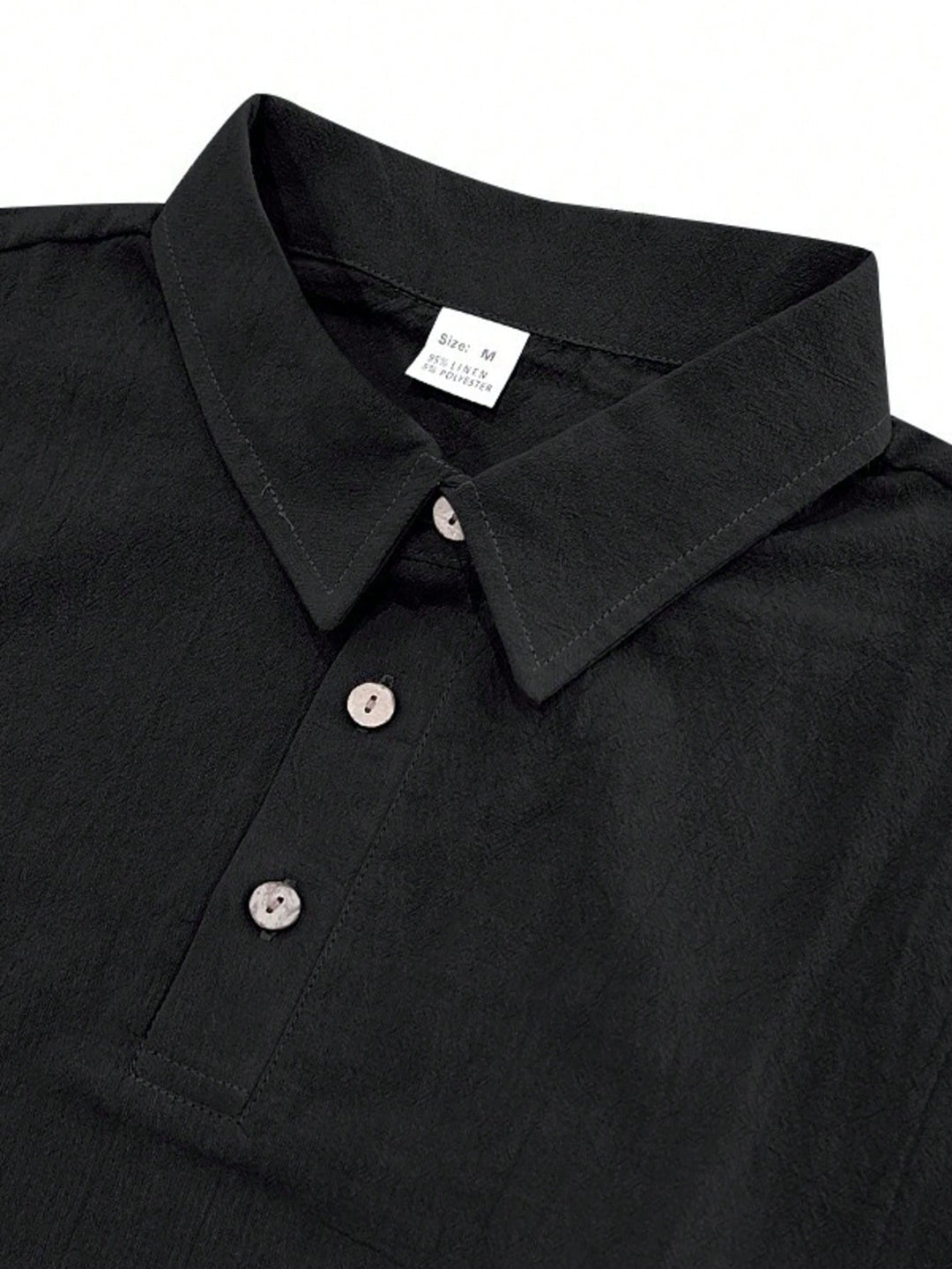 Henley en Lin Homme Manches Courtes Col V Plage