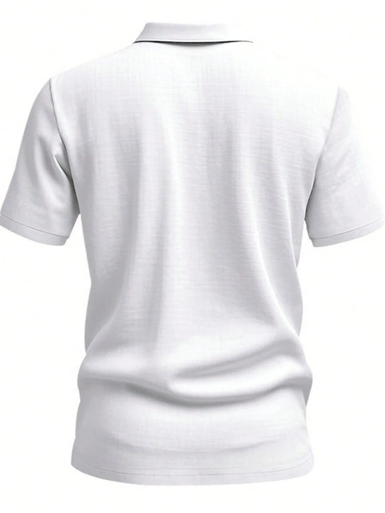 Henley en Lin Homme Manches Courtes Col V Plage