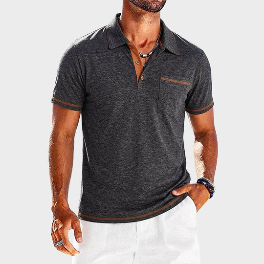 Polo en Maille Contrasté Homme Vintage Manches Courtes