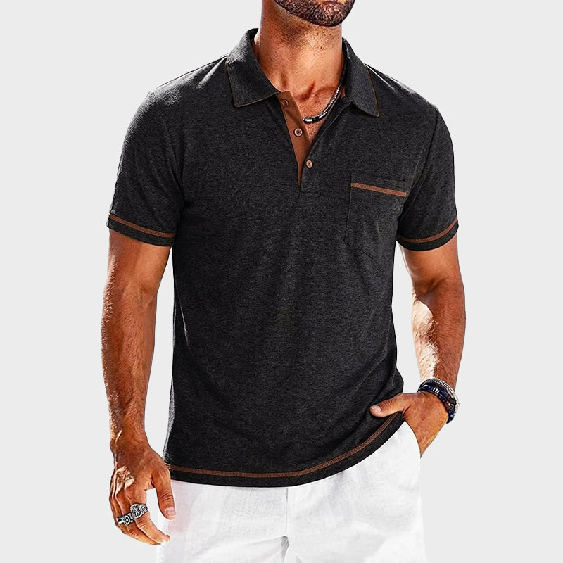 Polo en Maille Contrasté Homme Vintage Manches Courtes
