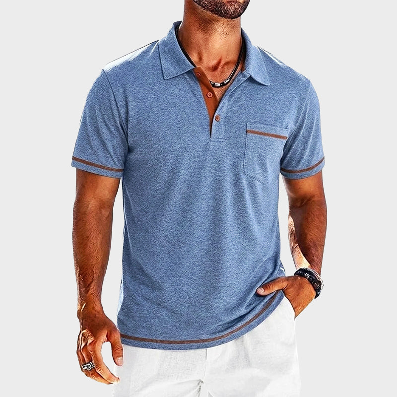 Polo en Maille Contrasté Homme Vintage Manches Courtes