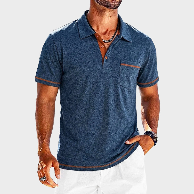 Polo en Maille Contrasté Homme Vintage Manches Courtes