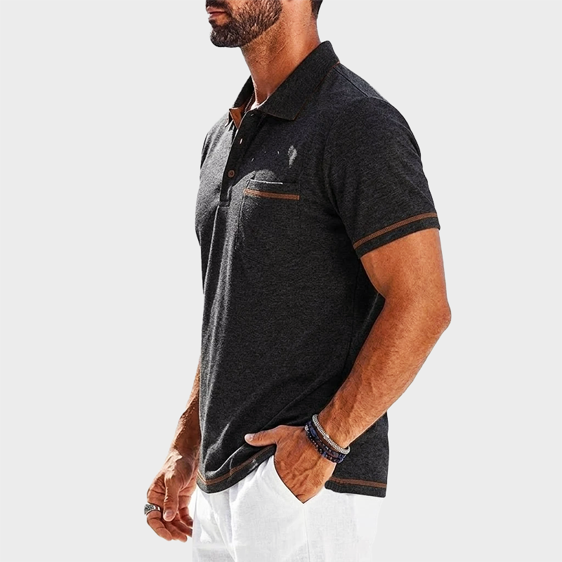 Polo en Maille Contrasté Homme Vintage Manches Courtes