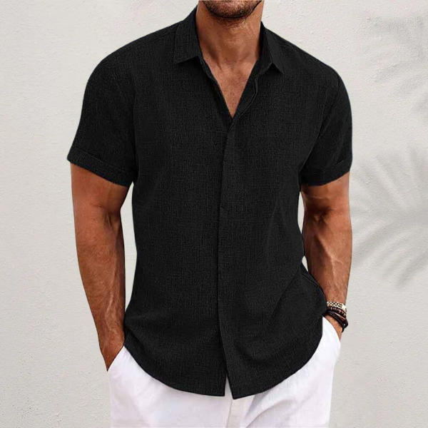 Chemise en Lin Légère Homme Manches Courtes Été Casual