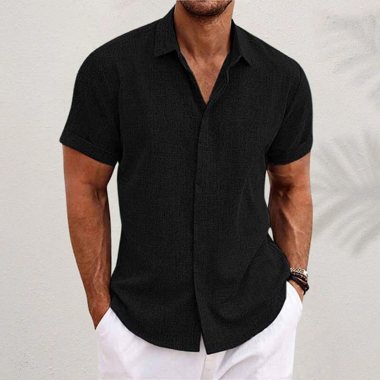 Chemise en Lin Légère Homme Manches Courtes Été Casual