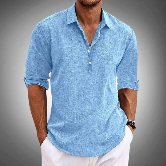 Chemise en Lin et Coton Homme Manches Courtes Été
