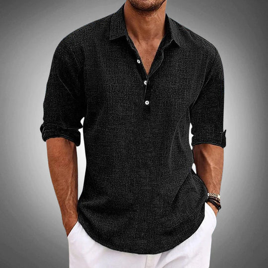 Chemise en Lin et Coton Homme Manches Courtes Été