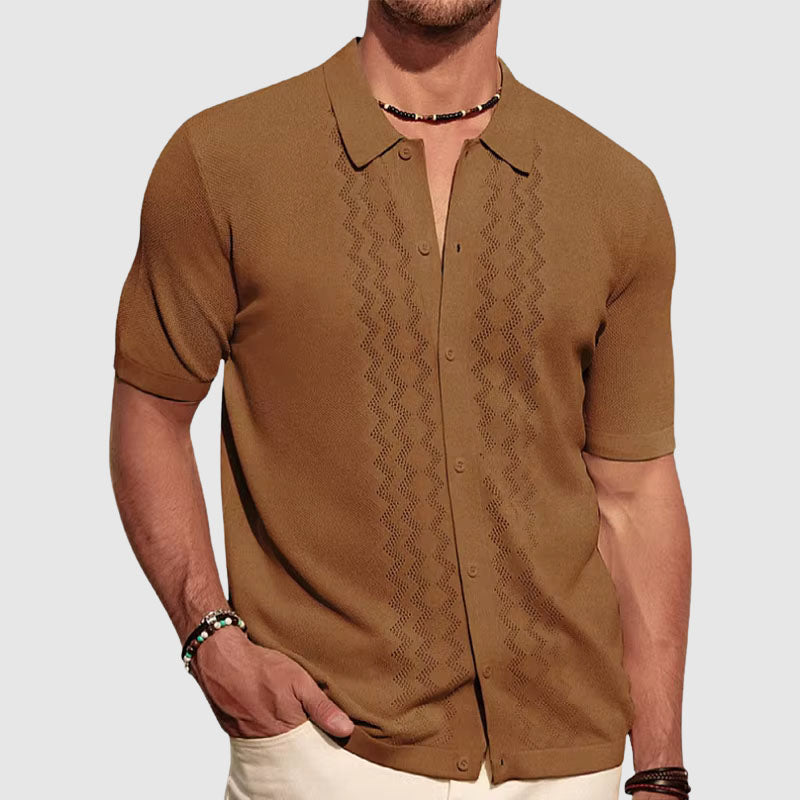 Chemise en Maille Homme Manches Courtes Élégante Été