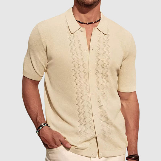 Chemise en Maille Homme Manches Courtes Élégante Été